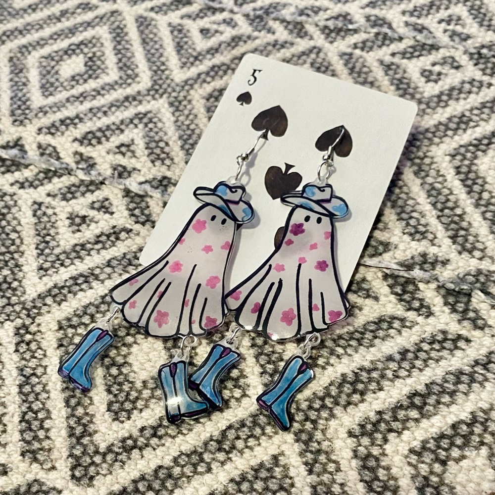 *3 for $12* Handmade Cowboy Ghost Earrings
